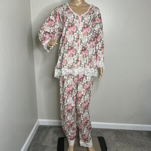 Victoria's Secret Vintage Gold Label Floral Pajama Set